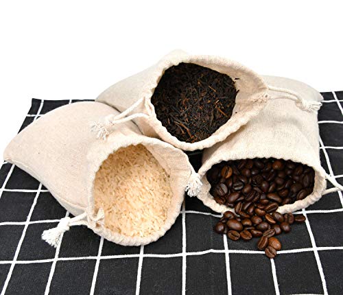 calary 5x6.9 Inch Double Canvas Drawstring Bag Cotton Pouch Gift Sachet Bags Muslin Bag Reusable Tea Bag (25pcs) calary
