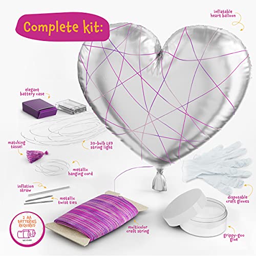 3D String Art Kit for Kids - Makes a Light-Up Heart Lantern - 20 Multi-Colored LED Bulbs - Kids Gifts - Crafts for Girls and Boys Ages 8-12 - DIY Dan&Darci