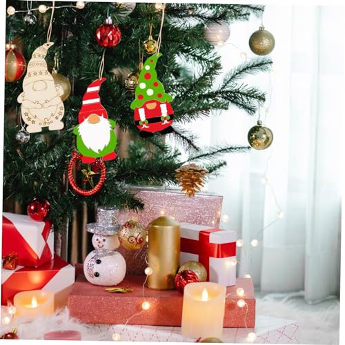 Yardenfun 40pcs Dwarf Wood Chips Wooden Christmas Decorations Decoupage Paper Blank Wooden Cutouts Unfinished Wood Cutouts Christmas Hanging Pendant Yardenfun