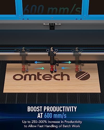 OMTech 130W CO2 Laser Engraver with Water Chiller Autofocus, 35x55 Inch Laser Cutting Engraving Etching Machine with Autolift 3 Way Pass Air Assist, OMTech