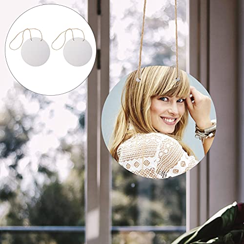 Healifty 2pcs Wooden Circle Sign Unfinished Hanging Wood Sign Sublimation Blank Cutouts Decorative Round Wood Plaques with Rope for Pyrography Healifty