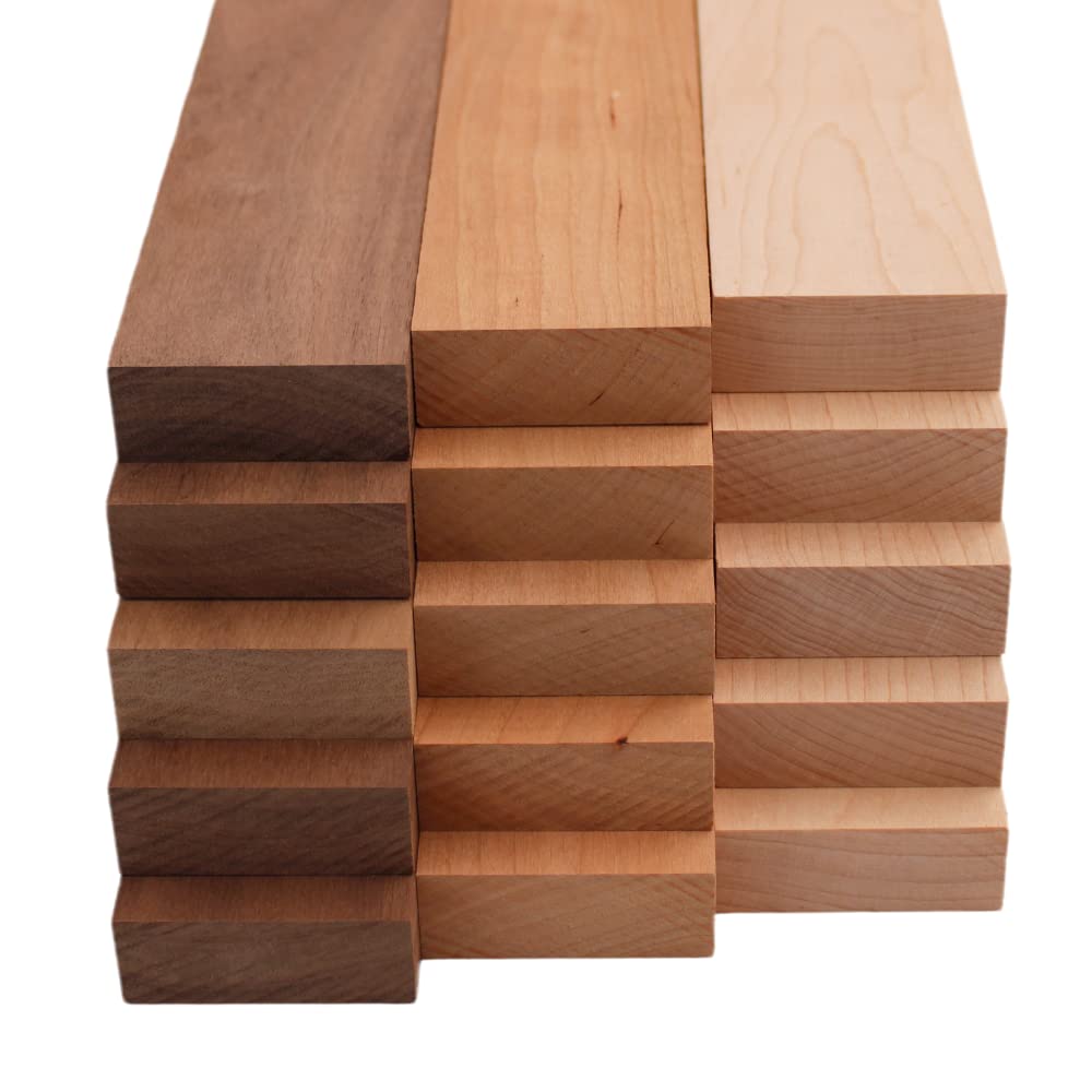 Domestic Variety Pack 5 Walnut, 5 Maple and 5 Cherry Boards - 3/4" x 2" (15Pcs) (3/4" x 2" x 24") Barrington Hardwoods