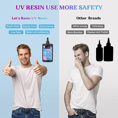 LET'S RESIN UV Resin, Upgraded 500g Crystal Clear UV Resin Hard, Low Odor Ultraviolet Epoxy Resin, UV Light Cure Solar Sunlight Activated Glue for LET'S RESIN