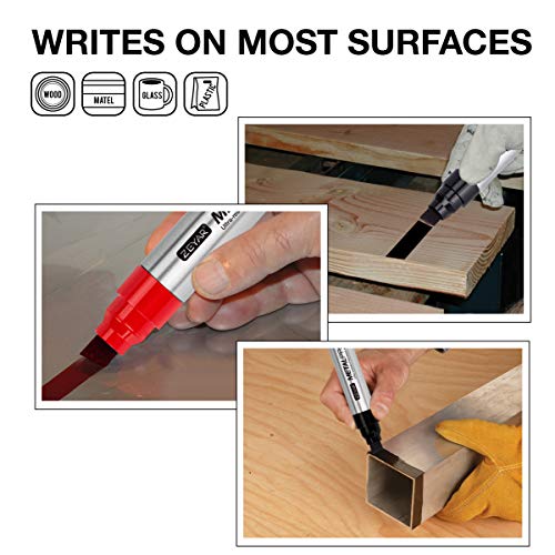 ZEYAR Permanent Markers, JUMBO Size, Aluminum Barrel, Set of 12, Premium Waterproof & Smear Proof Markers, Quick Drying (12 Pcs) ZEYAR