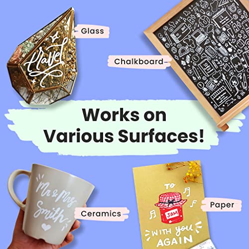 Chalkola White Chalk Markers - White Dry Erase Liquid Chalk Pens for Chalkboard, Blackboard, Window, Bistro, Car Glass, Board, Signs - Variety Pack Chalkola