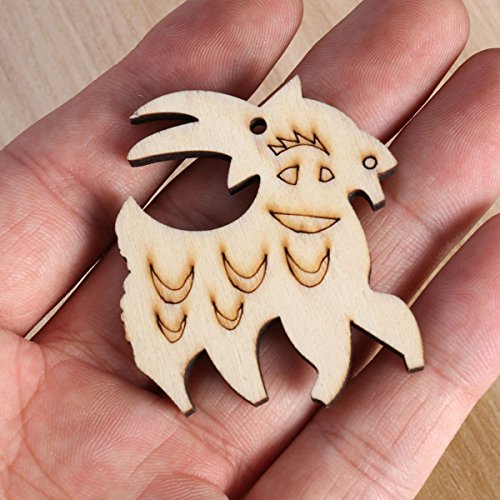SUPVOX 10Pcs Unfinished Wood Cutout Wooden Goat Shape Natural Wood Pieces for DIY Arts Crafts Projects SUPVOX