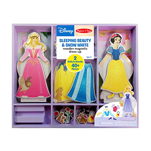 Melissa & Doug Disney Sleeping Beauty and Snow White Magnetic Dress-Up Wooden Doll Pretend Play Set (40+ pcs) Melissa & Doug