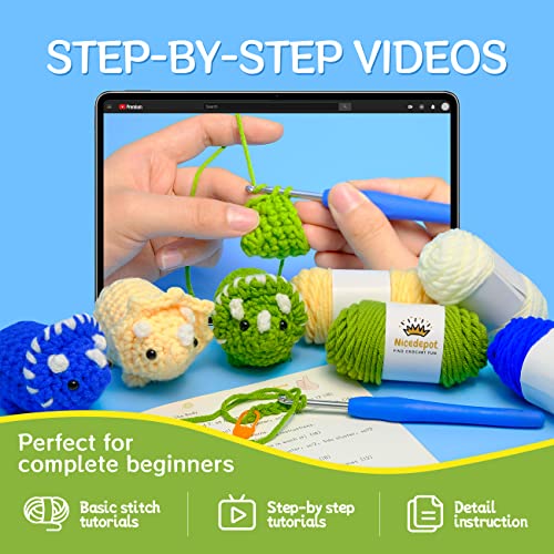 YIGWANG Crochet Kit for Beginners, Learn to Crochet Animal Kit for Kids Adults,Complete Crochet Stater Kits with Step-by-Step Video Tutorials and YIGWANG