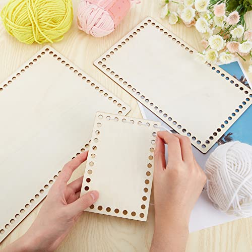 PH PandaHall 3 Sizes Crochet Basket Bottom Rectangle Wooden Base Shaper Blank Knitting Bag Bottom Wooden Basket Bottoms Shaper for DIY Knitting PH PandaHall