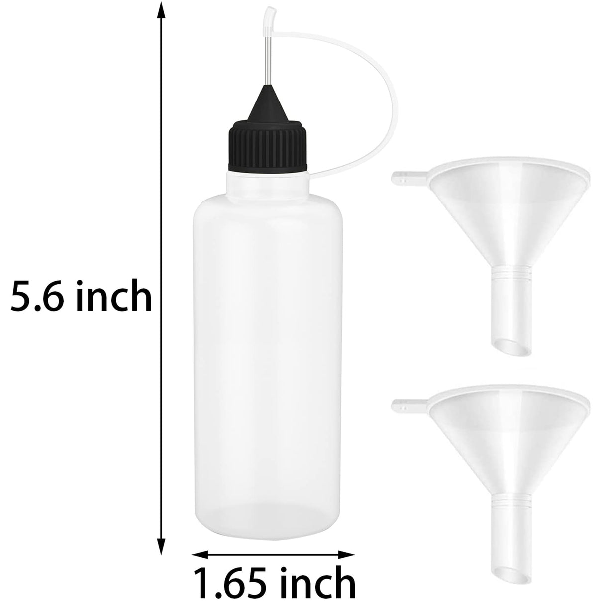 6 Pcs 4 Ounce Needle Tip Glue Bottle 120ml Plastic Dropper Bottles Multicolor Lid with 2 Pcs Mini Funnel for Small Gluing Projects, Paper Quilling Hulless