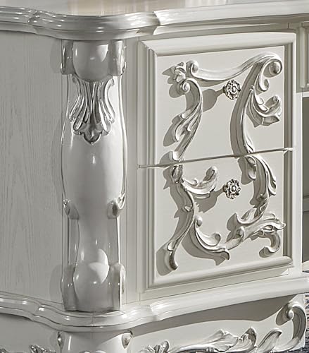 Acme Furniture Dresden 36" Wide Wooden Executive Writing Desk, Bone White Finish Acme Furniture