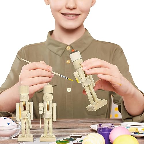 RCFINE 6Pcs Nutcracker Christmas DIY Nutcracker Unfinished Blank Unpainted Nutcracker Figurine Ornament for Table Home Decoration RCFINE