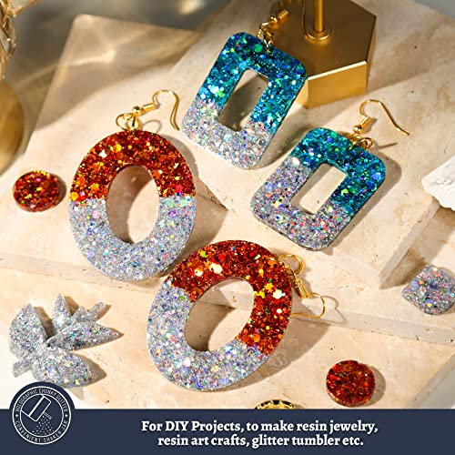 LEOBRO Glitter, Holographic Chunky Glitter, 160G/5.64OZ Silver Glitter, Craft Glitter for Resin, Metallic Iridescent Silver Chunky Glitter Sequins LEOBRO