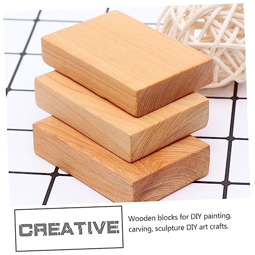 VILLCASE 4pcs Carved Wood Block Toy Natural Crafting Wood Blocks Unfinished Wood Cubes Kid Blocks DIY Wooden Building Blocks Wood Whittling Kit Kid VILLCASE