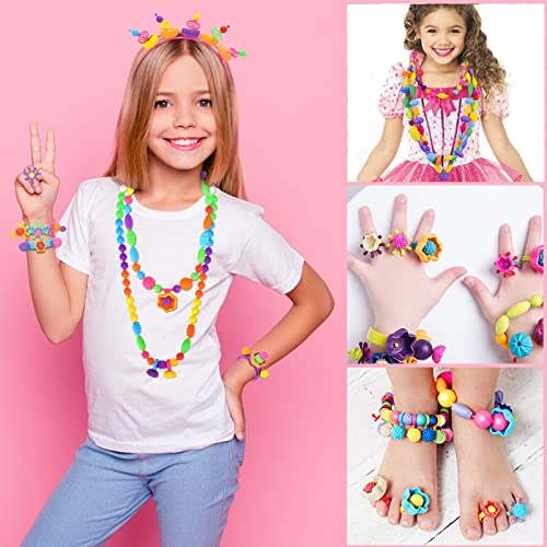 NIDOOT Pop Beads, Girls Jewelry Making Kit, Bracelet Making Kit for Girls, 550Pc+ Snap Beads for Kids, Girl Toys Age 4-5, 5 6 Year Old Girl Gift, NIDOOT