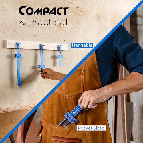 Procision Woodworking Ruler, Set of 3 (12, 8, 6 Inch), Precise Woodworking Pocket Ruler with Extra Wide 2" Sliding Attachment, Slide Rule T-Type Eleon