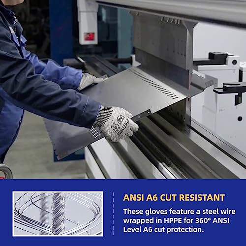 Schwer 3 Pairs Cut Resistant Gloves ANSI A6 Cut Proof Work Gloves, Touchscreen, with 3 Pairs Liners, for Men and Women Used for Woodworking, Glass Schwer