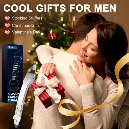 Stainless Steel Caulking Tools Kit: 4 in 1 Silicone Grout Remover Sealant Removal Scraper - Easy Caulk Finishing Smoother Applicator Set Bathroom AMZBUY