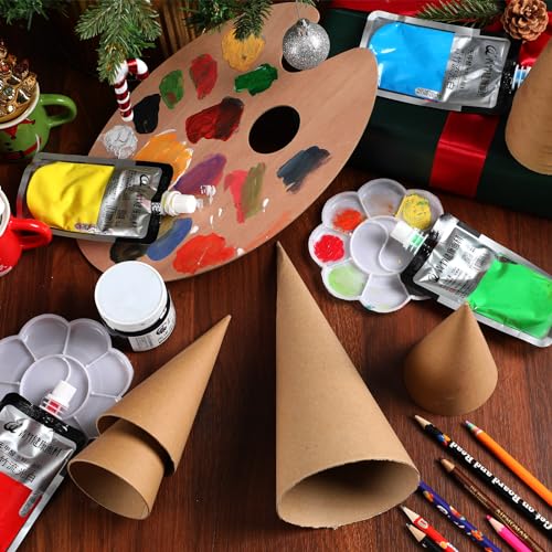 Ceenna 24 Pcs Paper Mache Cones Open Bottom Set Cardboard Craft Cones Large Medium Small for Christmas DIY Art Projects, Crafts and Decorations 13.8 Ceenna