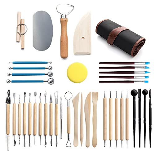 Clay Tools 40PCS Pottery Tools Clay Sculpting Tools for Kids Polymer Clay Tools Kit Ceramic Tools for DIY Handcraft Modeling Clay Carving Tools Set WALTERT W