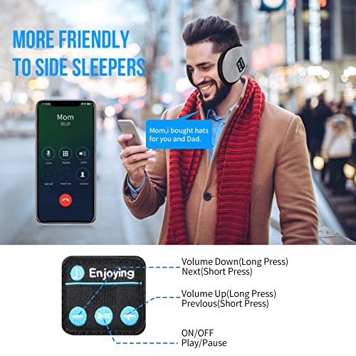 ERNSITNG Wireless Earmuffs, Headphones Warmer Ear Muffs,Wireless Headphones Earmuffs Built-in HD Speakers And Microphone Foldable Suitable For Men, ERNSITNG