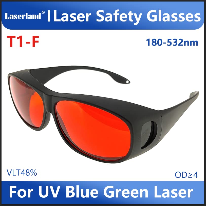 Laser Safety Glasses 532nm OD6 180nm-532nm Wavelength Violet/Blue/Green Laser Protective Goggles for 405nm, 445nm, 450nm,473nm 532nm, Like Tattoo laserland