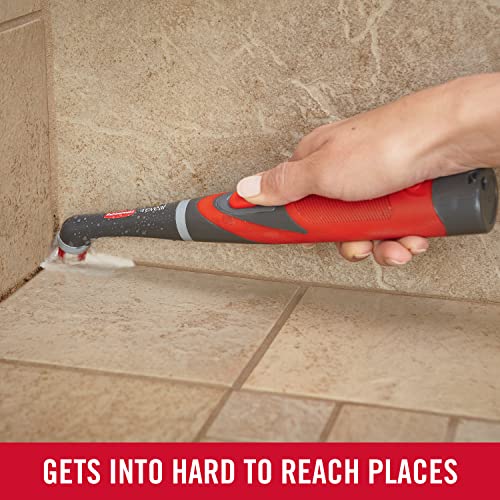 Rubbermaid Reveal Cordless Battery Power Scrubber, Gray/Red, Multi-Purpose Scrub Brush Cleaner for Grout/Tile/Bathroom/Shower/Bathtub, Water Rubbermaid