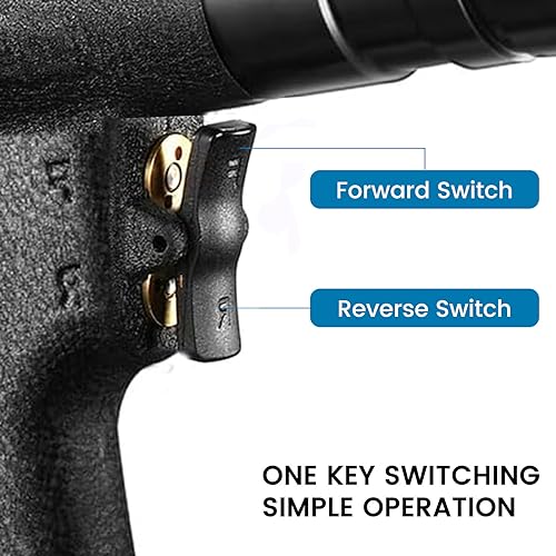 QIUMIN Pneumatic Rivet Nut Gun with Self-Locking Head Gun 1/4'', 5/16'', 3/8'' Mandrels, Air Riveting Gun Kit Riveter Set QIUMIN