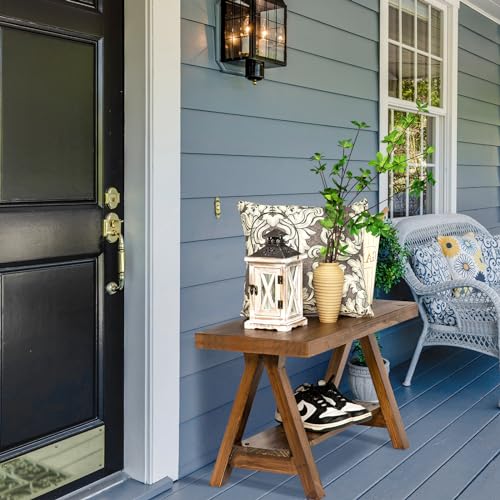 Wnutrees Farmhouse Wood Bench,Rustic Indoor Storage Bench for Entryway, Living Room, Dining Room,Solid Wood Construction, Original Wood Wnutrees