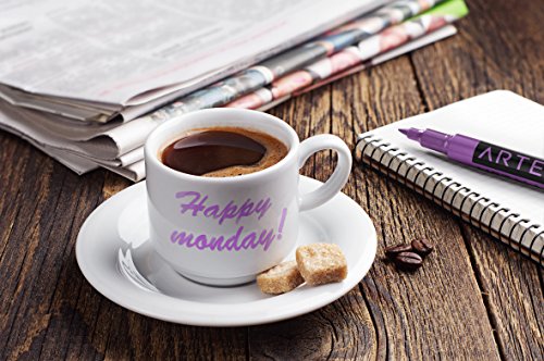 ARTEZA Wine Glass Markers, Set of 8 Metallic Pens, Quick-Drying Erasable Markers for Wine Glasses, Glass Boards and Other Surfaces, For Decorating, ARTEZA