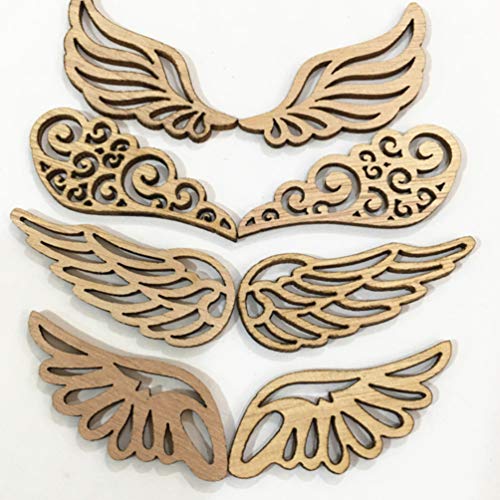 Amosfun Wood Slices Angel Wings Cutouts Craft DIY Ornaments for Birthday Christams Crafts Accessories 80pcs Amosfun