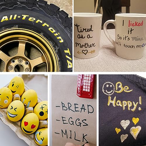 Overseas Gold Paint Pens Paint Markers - Permanent Acrylic Markers 2 Pack, Water Based, Quick Dry, Waterproof Paint Marker Pen for Rock, Wood, Overseas