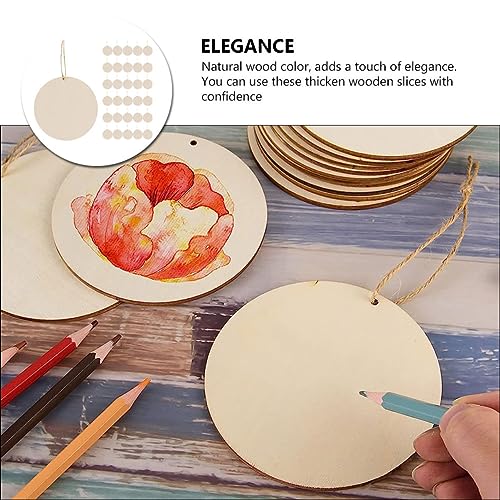 Zerodeko 1 Set Wooden Slices Label Pendant Unfinished Wood Slices Craft Pendant with Hole Decorations Set Wood Chips Wooden Christmas Decorations Zerodeko
