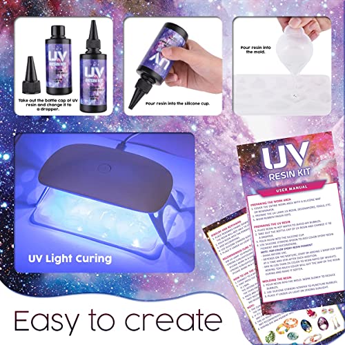 Insnug Epoxy Resin Kit for Beginners - Silicone Molds UV Light Clear Casting DIY Kits Jewelry Bracelet Making Kits Supplies Necklace Keychain Insnug