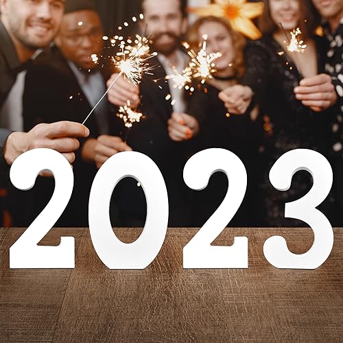 AOCEAN 10 Inch White Wood Numbers Unfinished Wood Numbers for Wall Decor Decorative Standing Numbers Slices Sign Board Decoration for Craft Home AOCEAN