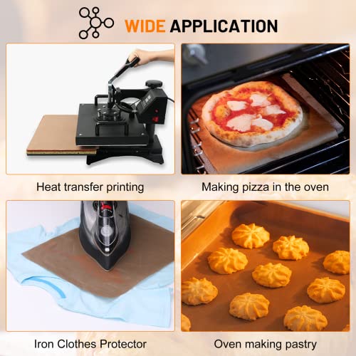 HTVRONT Teflon Sheets for Heat Press - 12" x 8 FT Non Stick PTFE Teflon Sheets Reusable Teflon Paper Roll Heat Resistant Teflon Mat HTVRONT