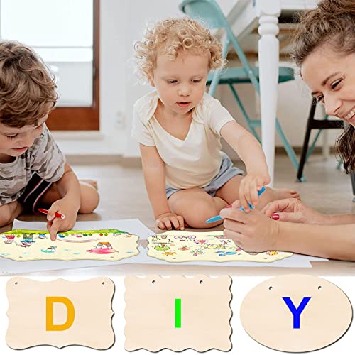 12Pcs Unfinished Wood Crafts, Rectangle-Shaped Wood Slices Wood Blank, Wood Sign Wood Plaque for Crafts, Door Hanger, Wood Burning, Painting, Brmeday