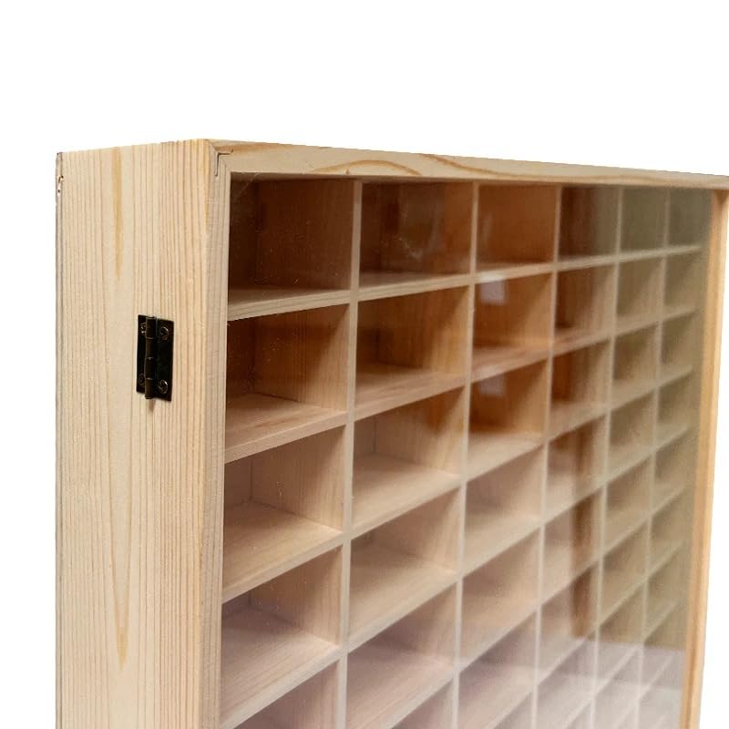 Wooden Wall Mount Display Case for Hot Wheels, with Dust Resistant Door, Matchbox 1/64 Scale Diecast Model Cars Display Storage Organizer Case, WoodArtSupply