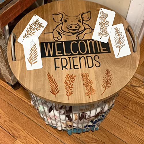 Leaf Stencils for Crafts Small Leaves and and Branches Paint Plant Stencil for Painting On Wood Wall Card Making, Tiny Nature Vine Herb Essential Art yhslmh