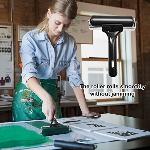 4-Inch Rubber Brayer Roller for Printmaking, Manual Roller Tool for Printmaking/Wallpaper/Gluing Application/Painting/Craft ATB