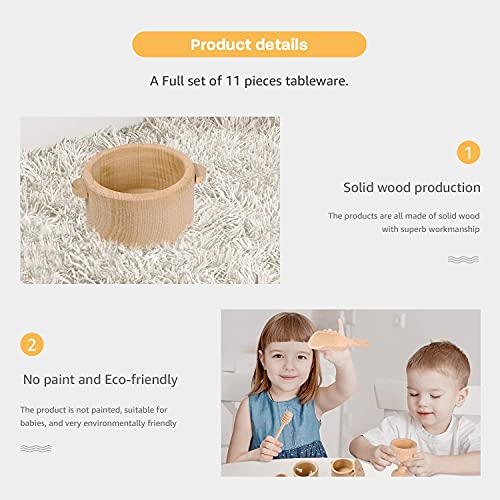 MONT PLEASANT Montessori Toys Sensory Bin Toys for 1 Year Old Toddlers, 11pcs Wooden Waldorf Toys Wooden Scoops and Tongs for Transfer Work and Fine MONT PLEASANT