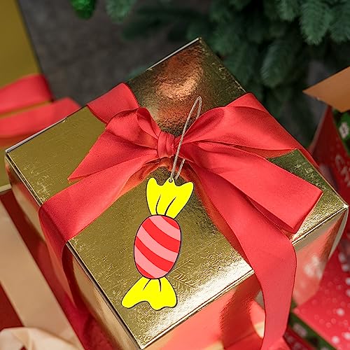 Wooden Candy Shape Unfinished Wood Candy Pieces Blank Wood Pieces Wooden with Twines Art Ornaments for Christmas Wedding Birthday Party Thanksgiving Zontween