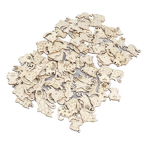 200 Pcs Unfinished Wooden Animal Cat Dog Shapes Wooden Cutouts Chips Colorable Animal Crafts Empty Wooden DIY Ornaments for Home Kindergarten Tissting