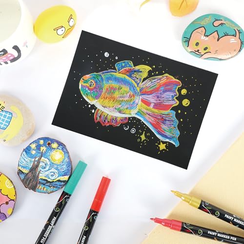 Acrylic Paint Pens Extra Fine Point Paint Markers 24 Vibrant Colors for Rock Fabric Wood Glass Canvas Ceramic, Water Based Ink INK LAB