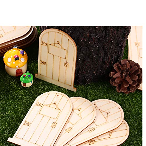 VOSAREA 50PCS Fairy Theme Mini Doors Wooden Miniature Doors Wood Fairy Garden Doors for Art and Crafting VOSAREA
