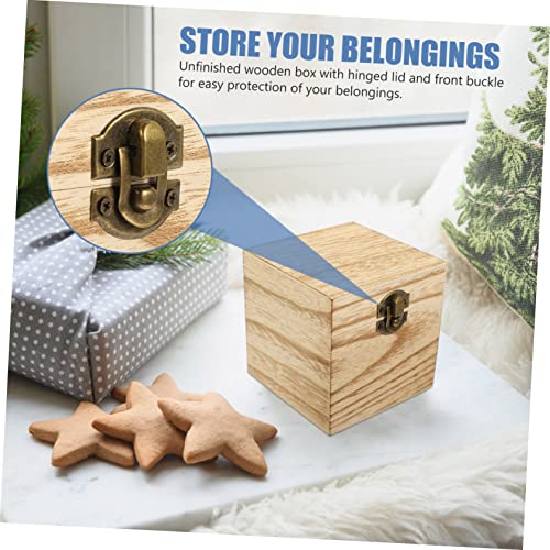 NOLITOY 4pcs Box Wooden Gift Box Unfinished Unpainted Chest Wooden Storage Chest Wood Trinket Containers Snack Food Gifts Storage Bins Jewelry Wood NOLITOY