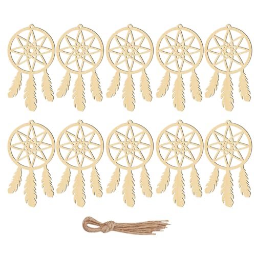 FUNOMOCYA 20pcs Unfinished Wood Cutouts Catch Dream Pendant Dream Catcher Creative Pendant Household Supplies Catch Dream Net Hung Boys Craft Wood FUNOMOCYA