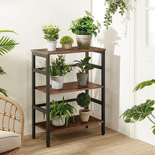 HOOBRO Rustic Industrial 3-Tier Bookshelf and Storage Rack with Metal Frame HOOBRO