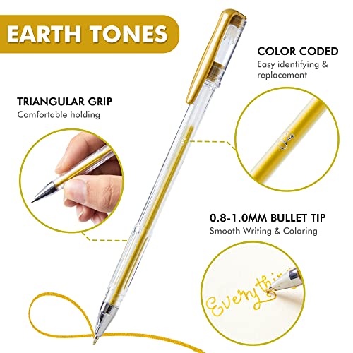 Shuttle Art 60 Pack Earth Tone Gel Pens, 30 Brown Earth Tone Gel Pens with 30 Refills for Adults Coloring Books Journaling Drawing Nature, Shuttle Art