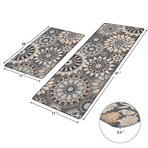 Pauwer Boho Kitchen Rugs Set of 2 Anti Fatigue Mats for Kitchen Floor Cushioned Kitchen Rugs and Mats Non Skid Waterproof Kitchen Runner Comfort Pauwer